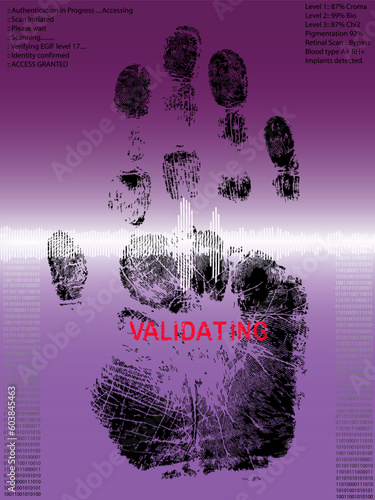 Hand placed on a biometric scanner - authenticating for access