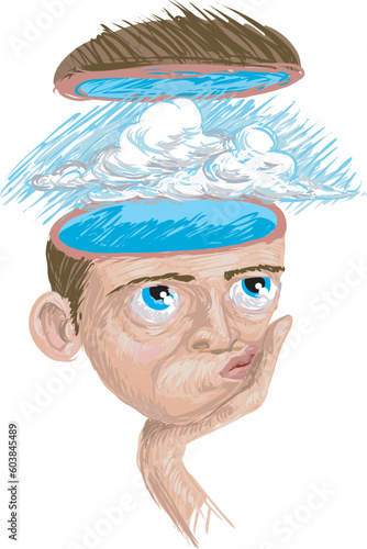 A conceptual illustration “blue sky thinking”