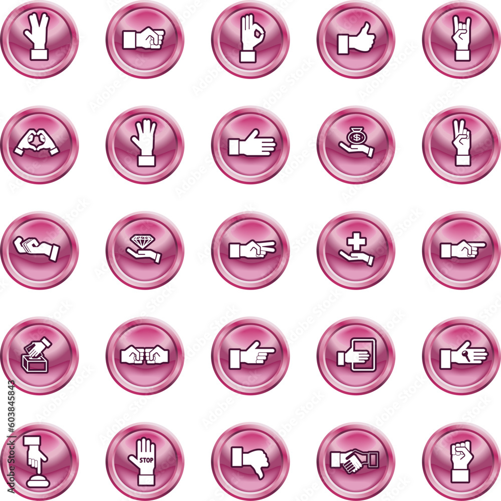 A set of lots of shiny hand icons. A set of lots of shiny hand icons.