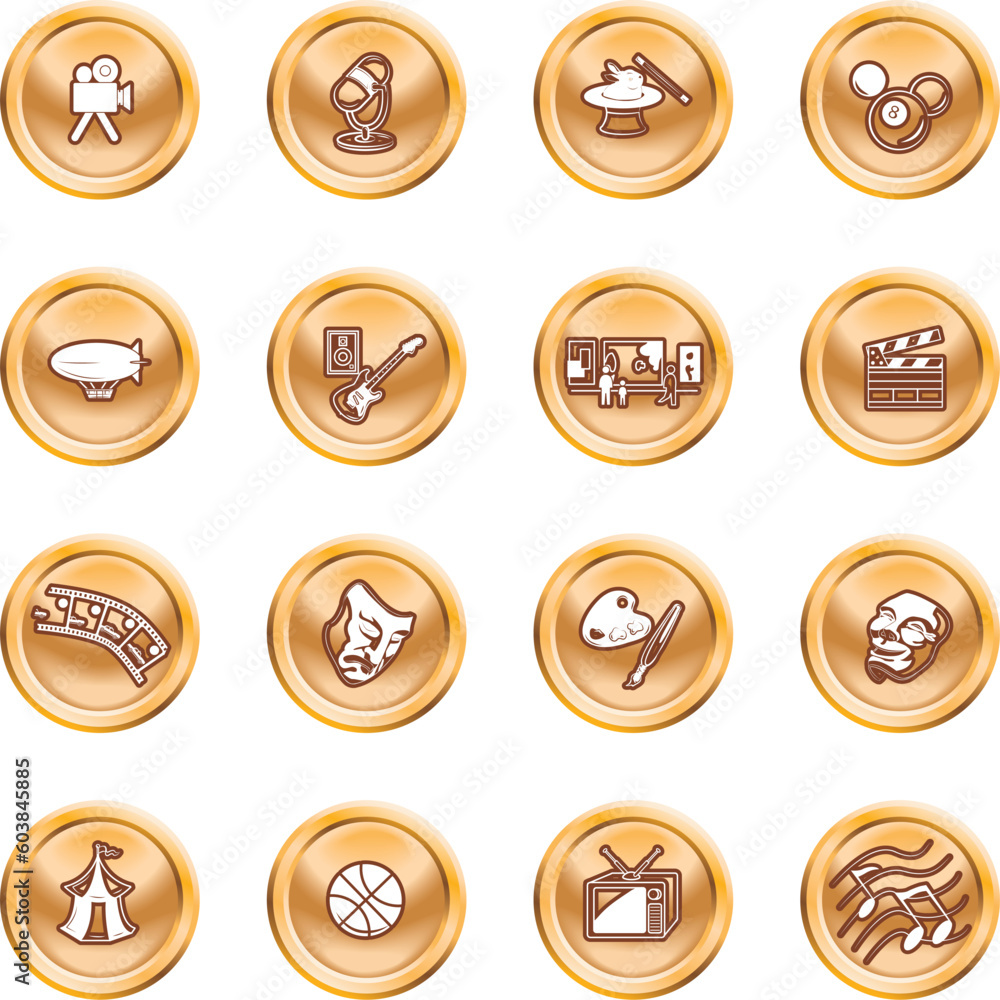Icons relating to hobbies and entertainment and pastimes Icons relating to hobbies and entertainment and pastimes