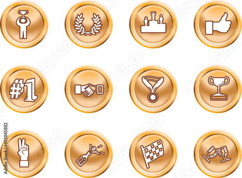 Victory and Success Icon Set Series Design Elements A conceptual icon set relating to victory and success.