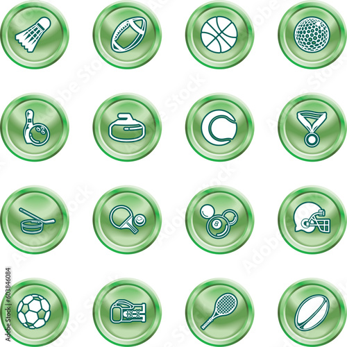 series of icons or design elements relating to sports