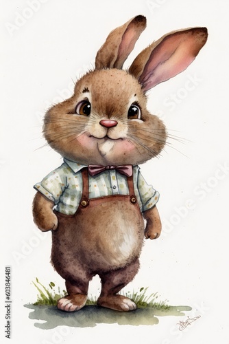 Watercolor Easter Rabbit Character
