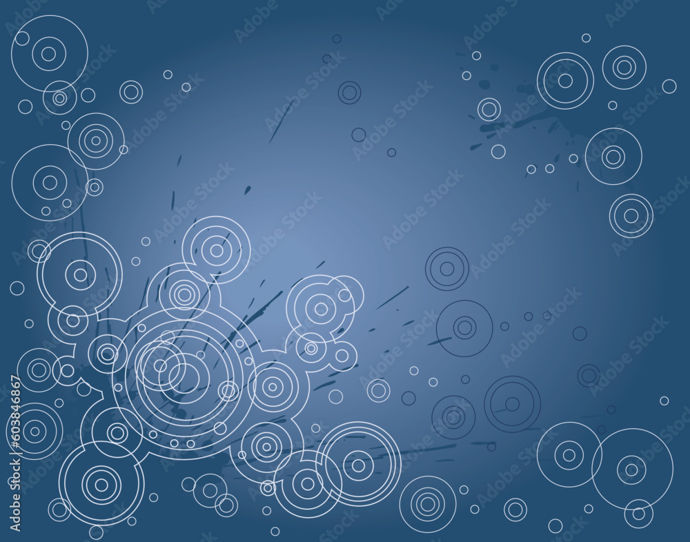 Abstract vector background of a white circles on blue