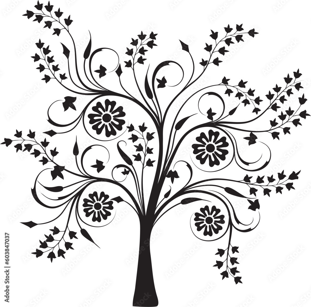 Obraz premium Blossoming tree, vector illustration