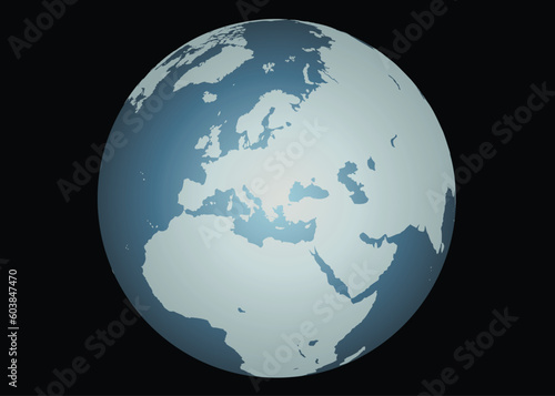 Europe (Vector). Accurate map of Europe. Mapped onto a globe. Includes small islands.