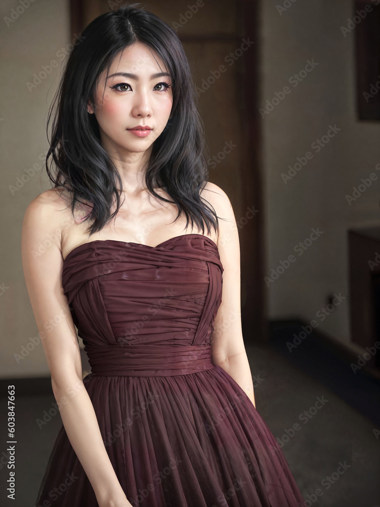 portrait of beautiful asian woman in casual outfit at night, generative AI portrait of beautiful asian woman in casual outfit at night, generative AI
