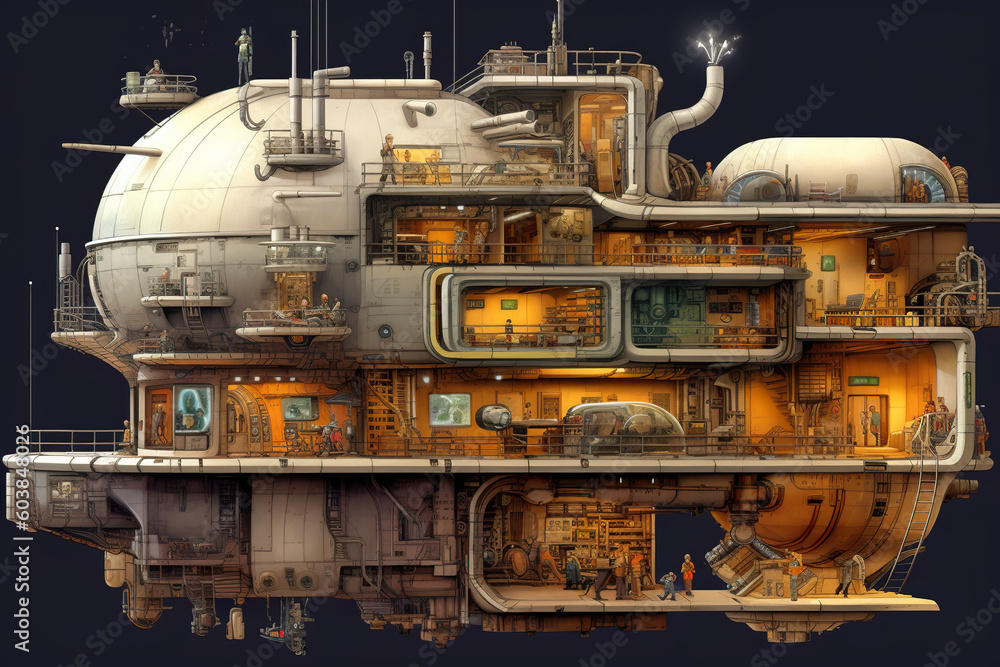 A futuristic looking building with a lot of windows. Generative AI. A futuristic looking building with a lot of windows. Generative AI.