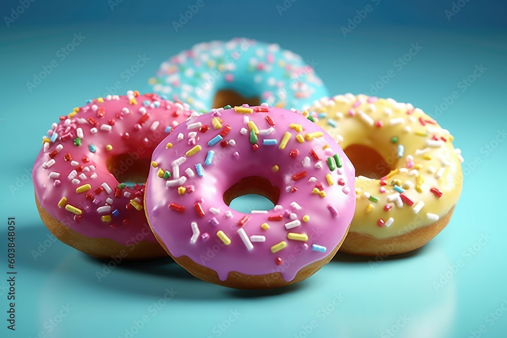 Delightful pastel donuts dusted with a shimmering sprinkle of edible glitter. Generative AI Delightful pastel donuts dusted with a shimmering sprinkle of edible glitter. Generative AI