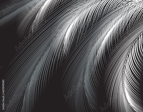 Abstract editable vector illustration of fine feathery fronds