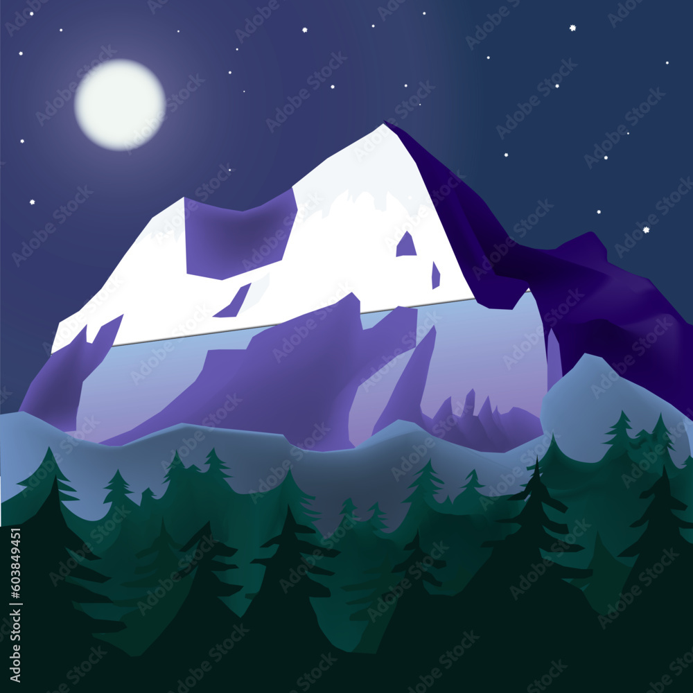 mountains in moon light