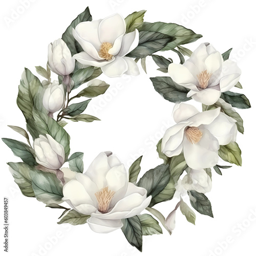 Watercolor Magnolia WreathHiI get the ideas for my claiparts from nature. When I have developed the basic idea, an AI helps me. The processing of the images is done by me with a graphics program.