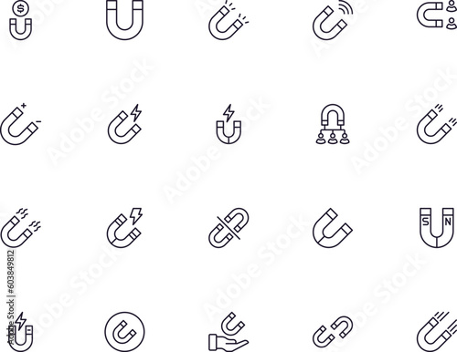 Collection of modern magnet outline icons. Set of modern illustrations for mobile apps, web sites, flyers, banners etc isolated on white background. Premium quality signs.