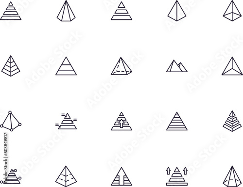 Pyramid concept. Pyramid line icon set. Collection of vector signs in trendy flat style for web sites  internet shops and stores  books and flyers. Premium quality icons isolated on white background