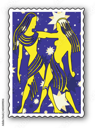 Stamp with Zodiac - Twins