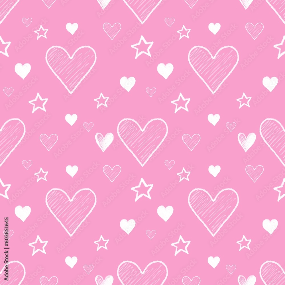  Heart pattern, white and pink, can be used in the design of fashion clothes. Bedding, curtains, tablecloths