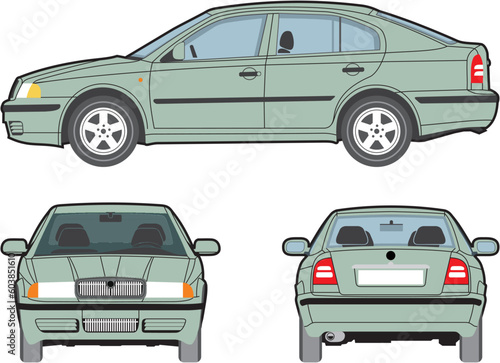 Illustration of popular czech car, perfect for wrap mockups. You can change every element - colour and shape.