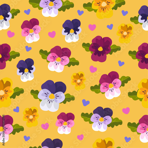 amazing yellow violet flowers seamless pattern