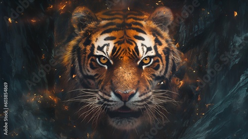 Tiger Desktop Wallpaper Artwork Generative AI © Adam