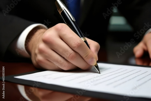 Close up on a businessman's hand signing a contract. © Mirador