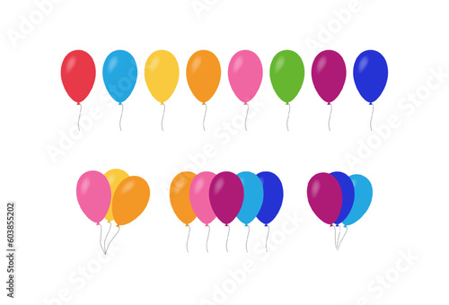 Air balloons. Flat  colored  multi-colored balls. Vector icons.