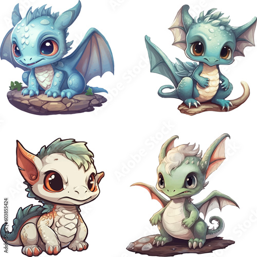 Super Cute Adorable Baby Dragons Four Pack