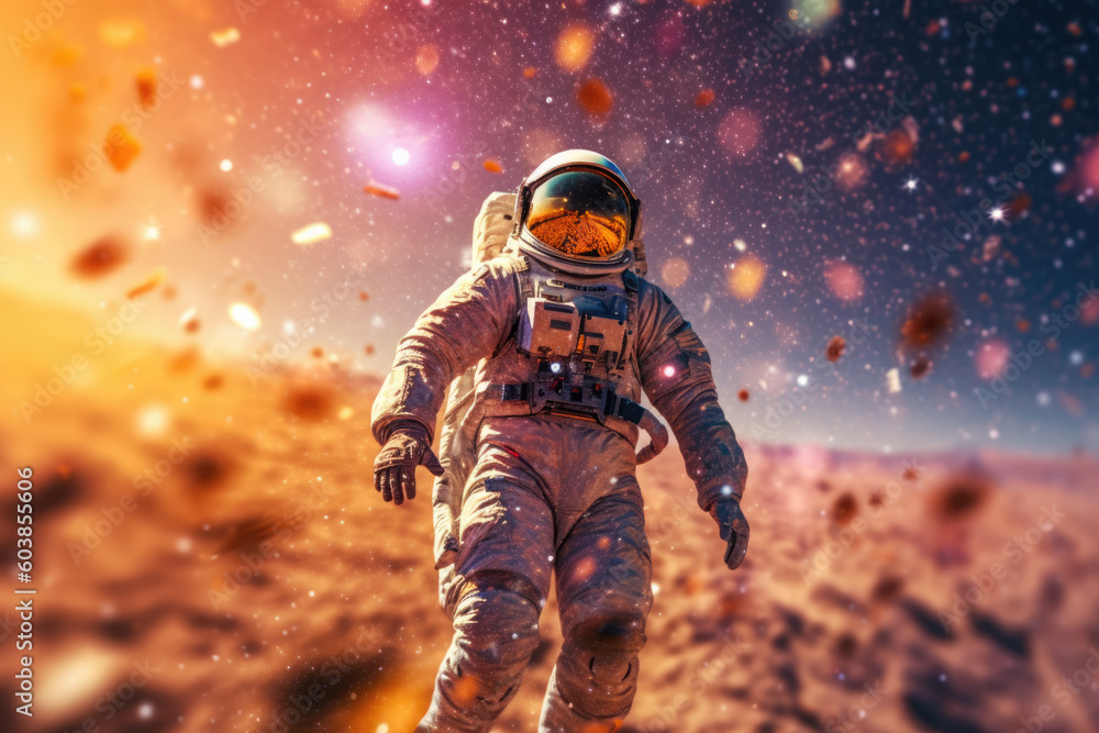 Fototapeta premium Astronaut on an uncharted planet. Generative AI.