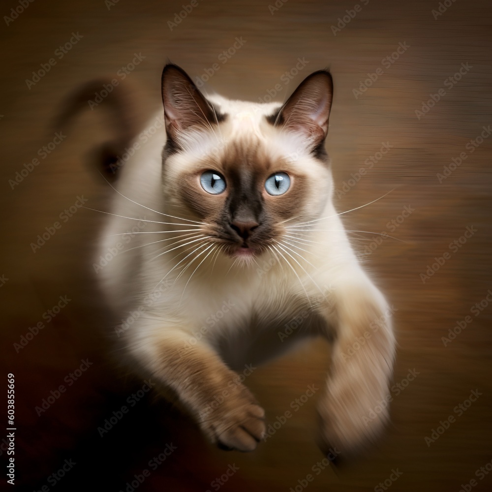 Fototapeta premium Elegant Siamese: Graceful Motion