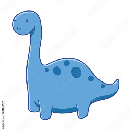 Vector of cute cartoon style blue brontosaurus dinosaur character it has long neck and smile face