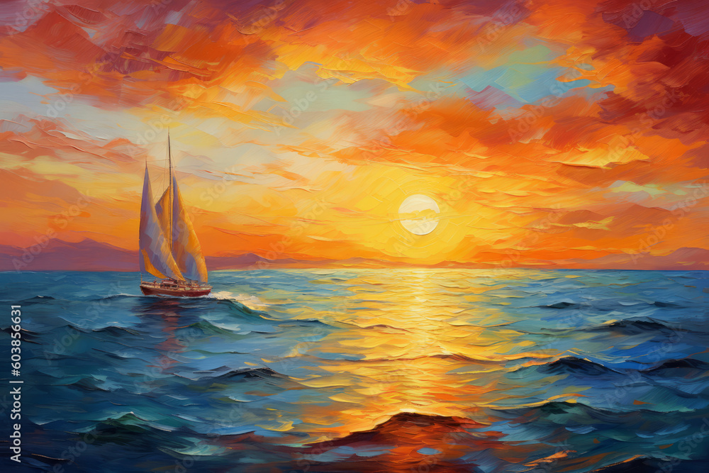 Serene sunset over a tranquil ocean