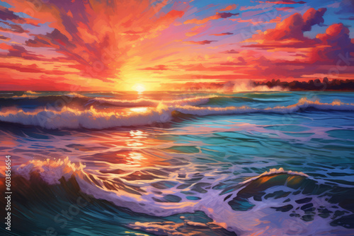 Serene sunset over a tranquil ocean © Alex
