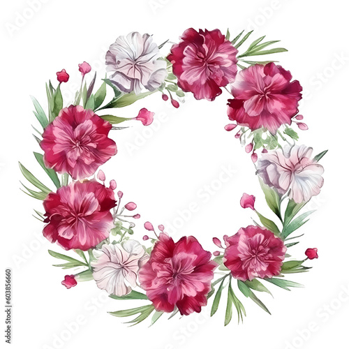 Watercolor Sweet William Dianthus Wreath Hi  I get the ideas from nature. For the graphics an AI helps me. The processing of the images is done by me with a graphics program. © Maik