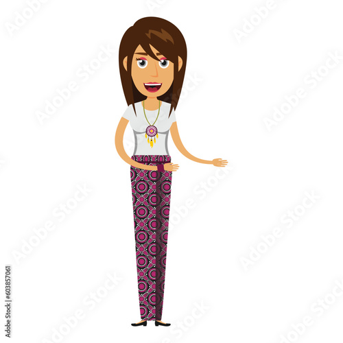 cartoon woman wearing batik dress 2
