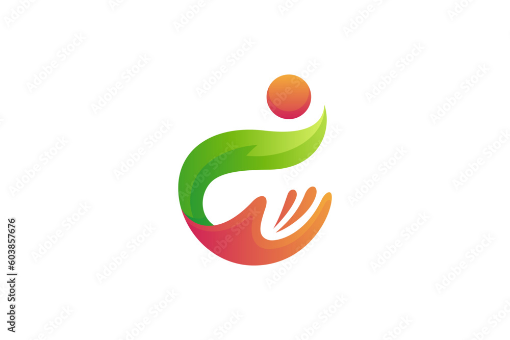 Fototapeta premium people hands care 3D logo design