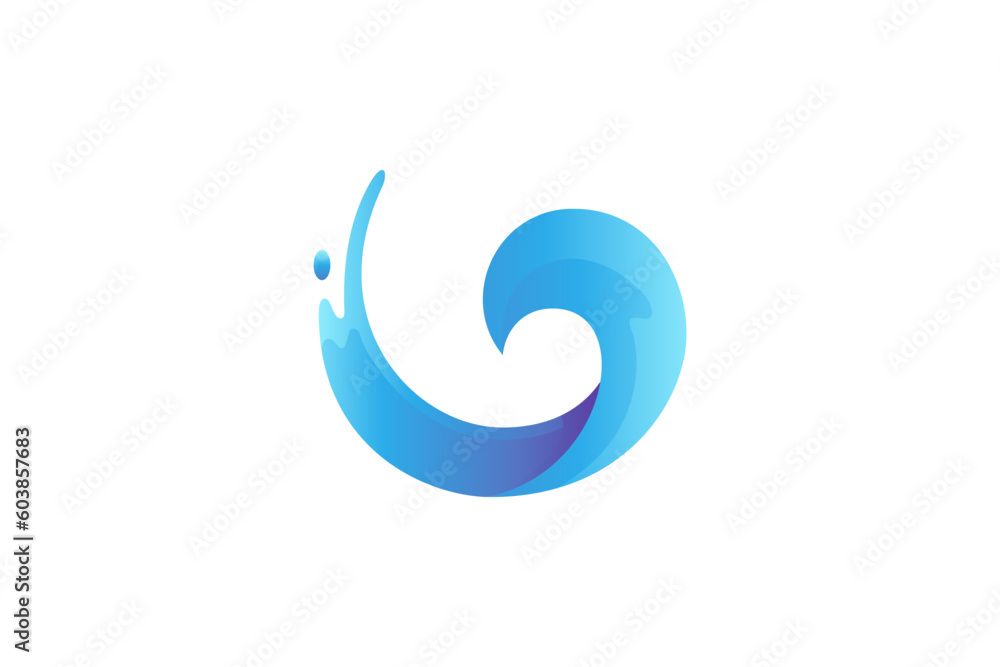wave 3D style logo with gradient blue color wave 3D style logo with gradient blue color