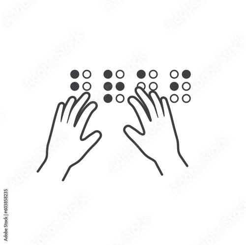 illustration of braille, braille reading, vector art.