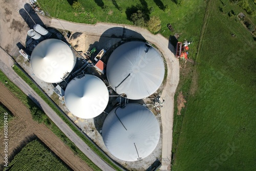 Cuadro en lienzo biogas production, biogas plants, bioenergy,aerial panorama landscape view of bi