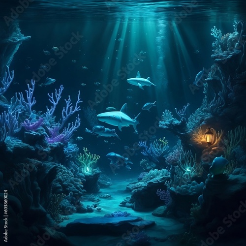 Fototapeta Sharks underwater
