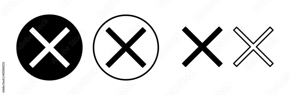 Close vector icon. Delete icon. remove, cancel, exit symbol. Close vector icon. Delete icon. remove, cancel, exit symbol.