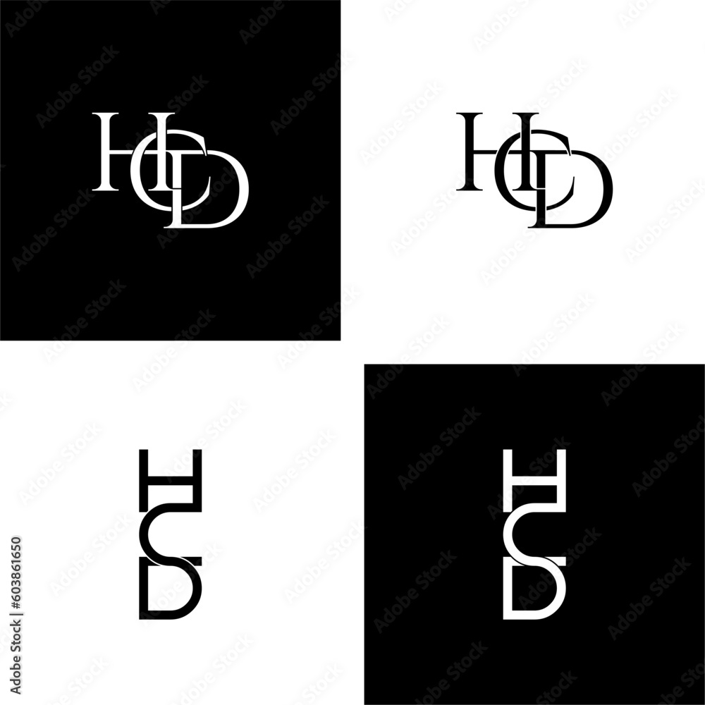 hcd lettering initial monogram logo design set hcd lettering initial monogram logo design set