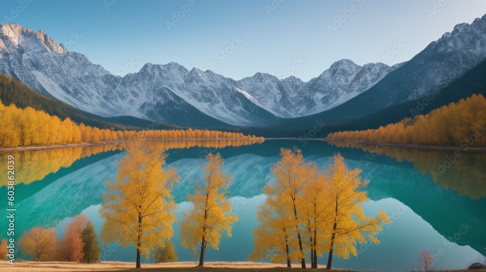 A Picture Of A Brilliantly Hued Lake Surrounded By Mountains AI Generative