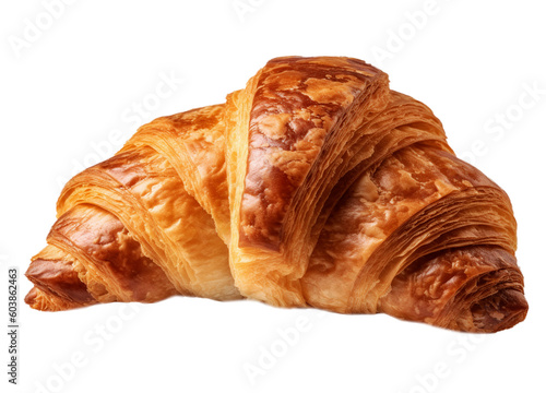 Croissant on transparent background. Generative AI. photo