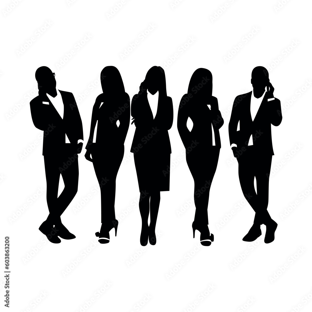 Silhouettes of Business People Standing Together Silhouettes of Business People Standing Together