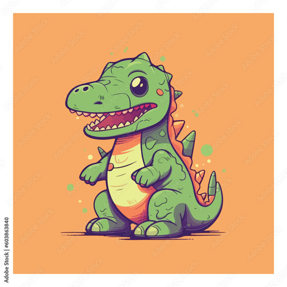 Fototapeta premium Friendly dinosaur mascot character for kids amusement park.