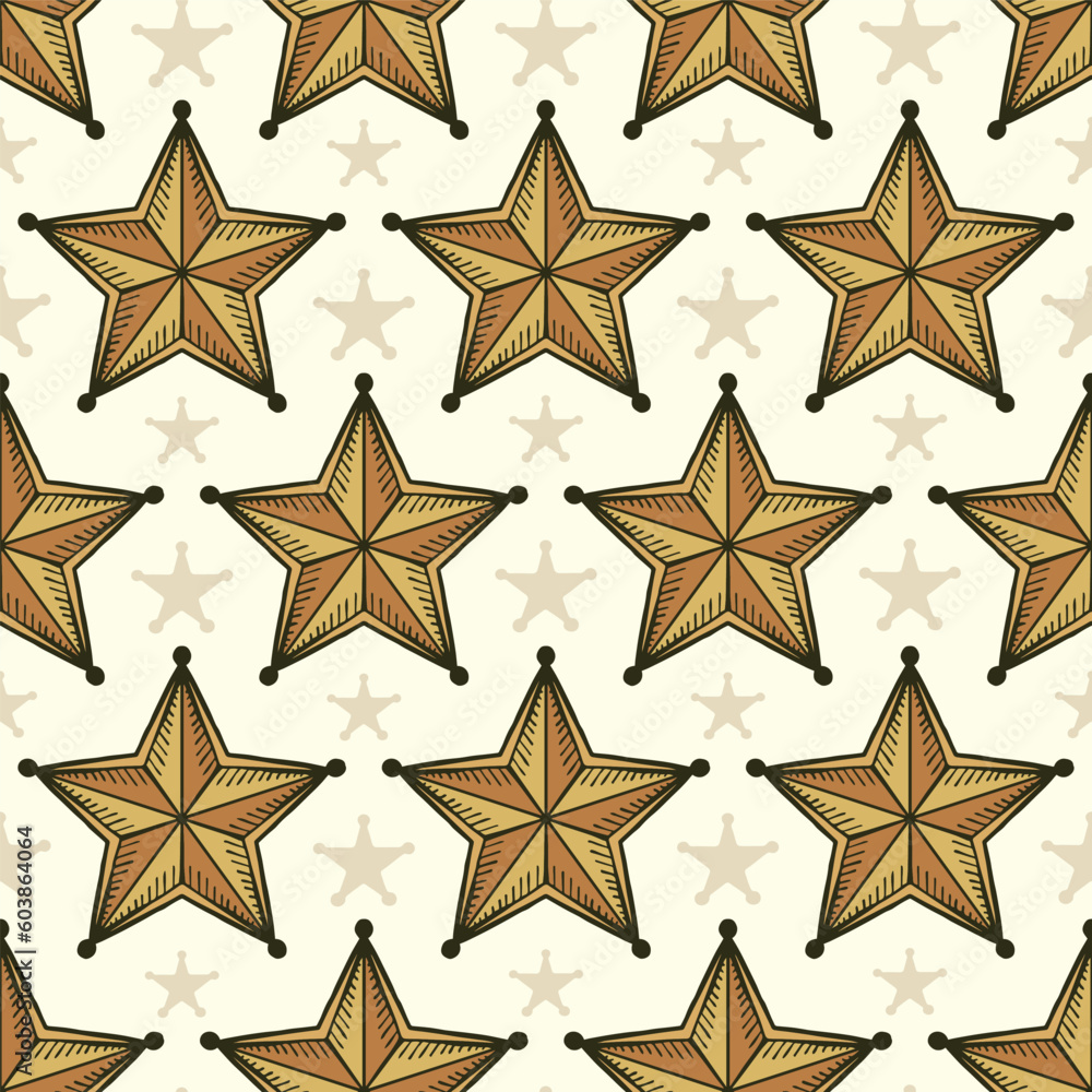 Golden Star Drawing Seamless Vector Repeat Pattern Golden Star Drawing Seamless Vector Repeat Pattern