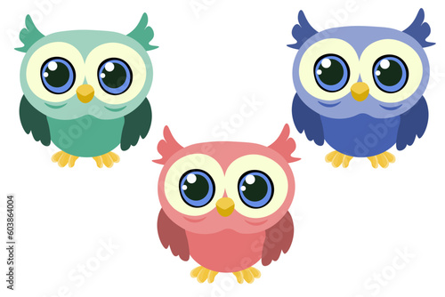 Wallpaper Mural set of colorful Owls icons. vector illustration. Torontodigital.ca