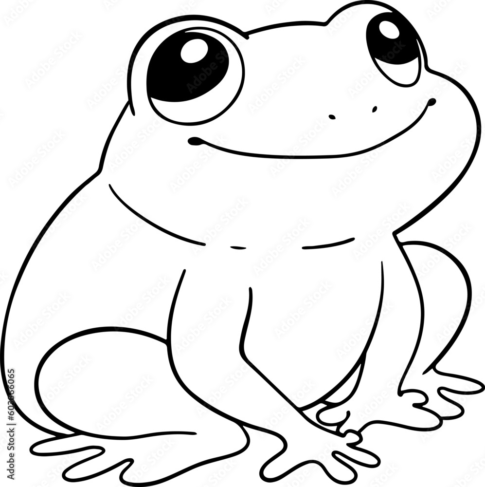 Obraz premium Frog vector illustration. Black and white Frog coloring book or page for children