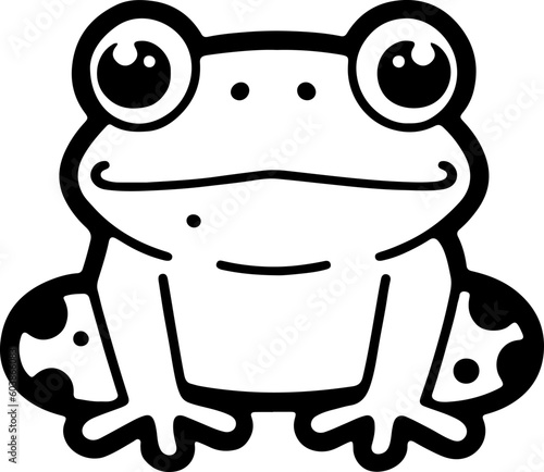 Frog vector illustration. Black and white Frog coloring book or page for children