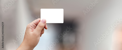 hand holding a credit card/business card with transparency png - easy modification