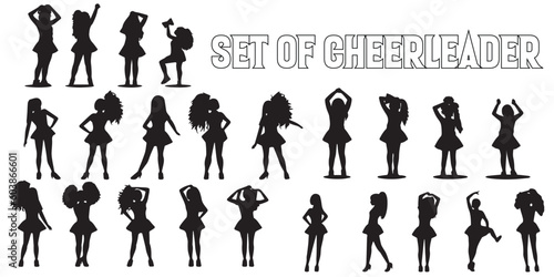 Silhouettes of a set of cheerleaders vector illustration.